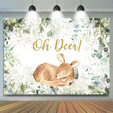 Grün Pflanzen Oh Reh Baby Dusche Hintergrund Für Jungen